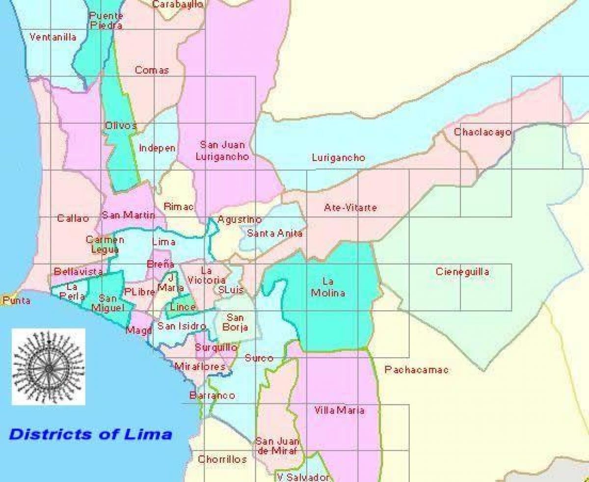 რუკა Lima პერუ უბანი
